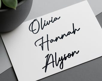 Personalised Vinyl Name Decal | Custom Name Sticker | Glasses • Bottles • Gift Boxes • Balloons • Bridesmaid • Wedding  •  Handwriting  •