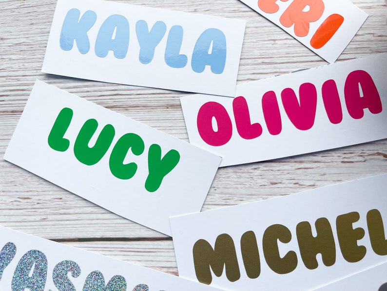 1,3,5,10 Personalised Name Sticker Decal Word Label Vinyl Decal Glass School Water Bottle Box Custom Names & Words Christmas Bauble Font B1 image 4