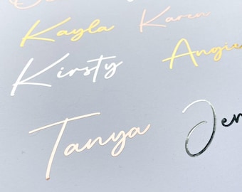 Personalised Vinyl Name Decal | Custom Name Sticker | Glasses • Bottles • Gift Boxes • Balloons • Bridesmaid • Wedding  •  Handwriting  •