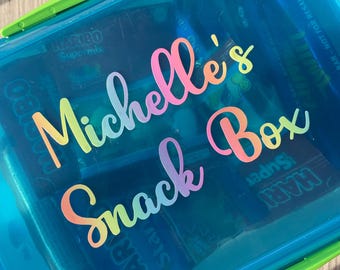 Personalised Name Snack Box 6" x 3" Decal Vinyl Custom Sticker (15cm x 8cm) **NO BOXorSNACKS STICKERS only**