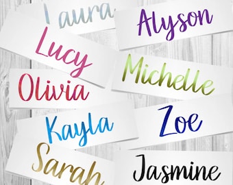 1,3,5,10 Personalised Name Sticker Decal Word Label Vinyl Decal Glass School Water Bottle Box Custom Names & Words Christmas Bauble Font FB