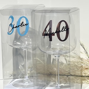 Personalised Birthday Wine Glass With Gift Box  Present Idea For Her/Him Girl Women Bestie Milestone 18th 21st 30th 40th 50th 60th F1