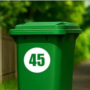 Vinyl Bin Number Stickers Waterproof Outdoor Decal for Wheelie Bins Custom Numbers 1 3 4 Pack F1