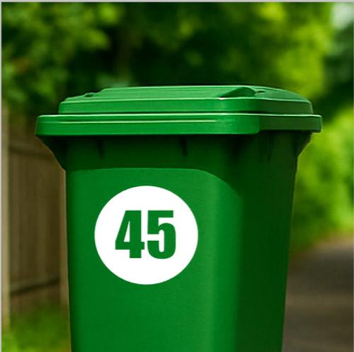 Vinyl Bin Number Stickers Waterproof Outdoor Decal for Wheelie Bins Custom Numbers 1 3 4 Pack F1