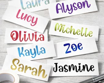 1,3,5,10 Personalised Name Sticker Decal Word Label Vinyl Decal Glass School Water Bottle Box Custom Names & Words Christmas Bauble Font A