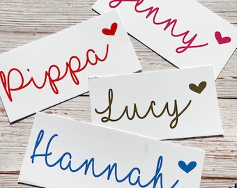 1,3,5,10 Personalised Name Sticker Decal Word Label Vinyl Decal Glass School Water Bottle Box Custom Names & Words Christmas Bauble Font H13