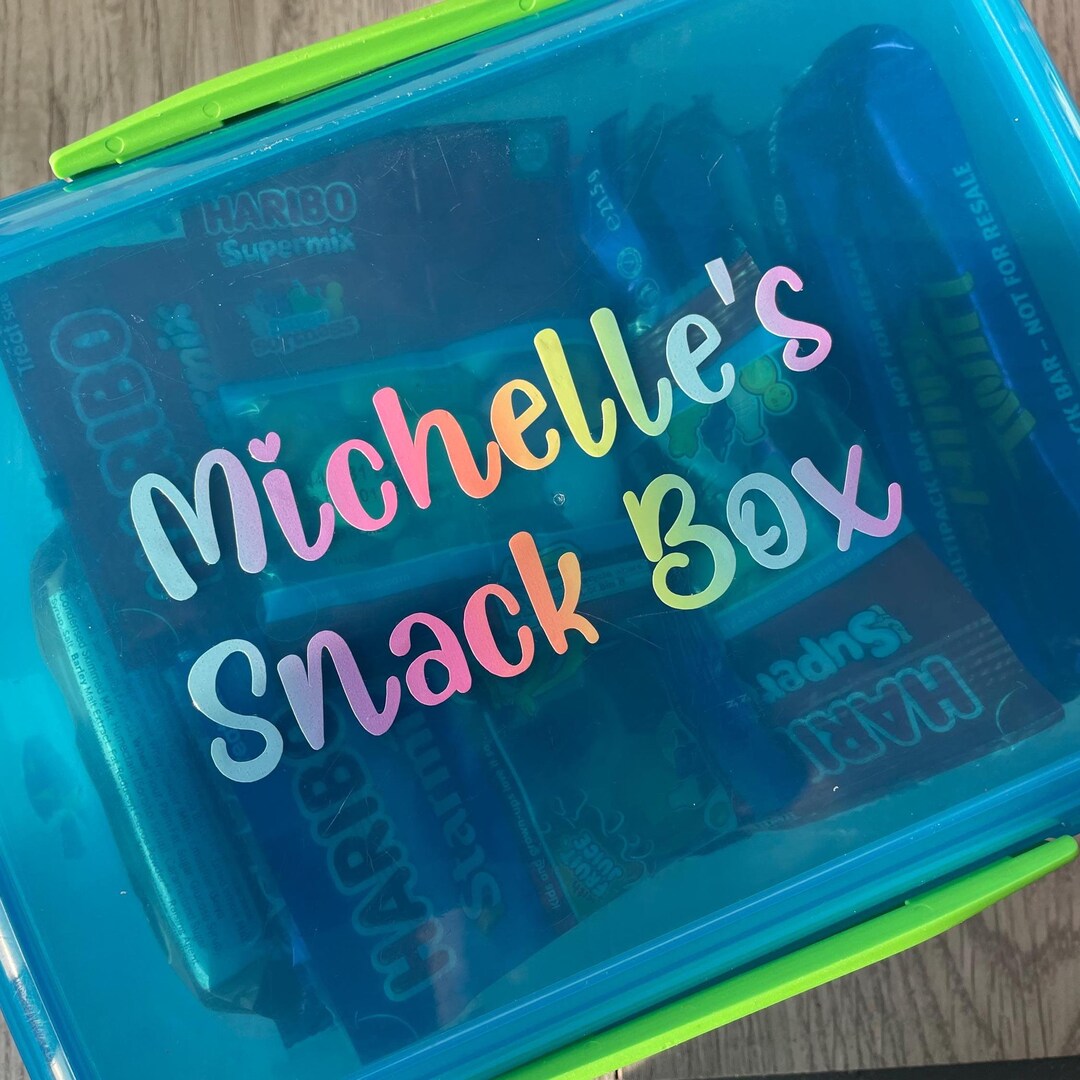 Personalised Name Snack Box 6" X 3" Decal Vinyl Custom Sticker (15cm X ...