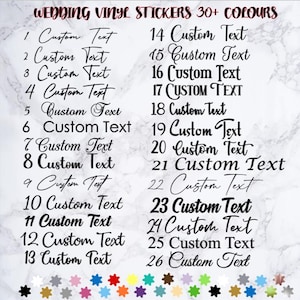 1,3,5,10 Adesivo con nome personalizzato Etichetta con parola Adesivo in vinile Bottiglia d'acqua per la scuola in vetro Sposa Nome personalizzato e parola Pallina di Natale Font Y2