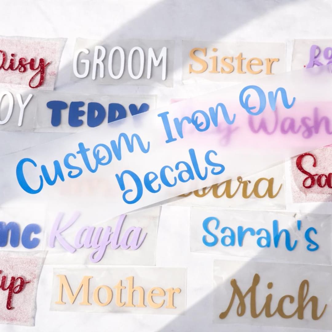 PERSONALISED HTV Iron Vinyl Labels| Iron on Names| Fabric Stickers ...