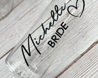 Adesivos de vinil para taças de champanhe ~ Adesivos para taças de casamento ~ Conjunto com nome e função ~ Mais de 60 cores de adesivos de vinil para taças de champanhe, fonte em ouro rosa: 7