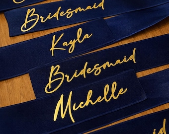 Personalised Satin Ribbon | Wedding Place Name Setting | Champagne Flute Ribbon | Wedding Table Name Tags | Guest Name Ribbon