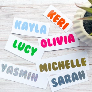 1,3,5,10 Personalised Name Sticker Decal Word Label Vinyl Decal Glass School Water Bottle Box Custom Names & Words Christmas Bauble Font B1 image 1