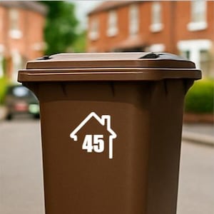 Vinyl Bin Number Stickers Waterproof Outdoor Decal for Wheelie Bins Custom Numbers 1 3 4 Pack F3
