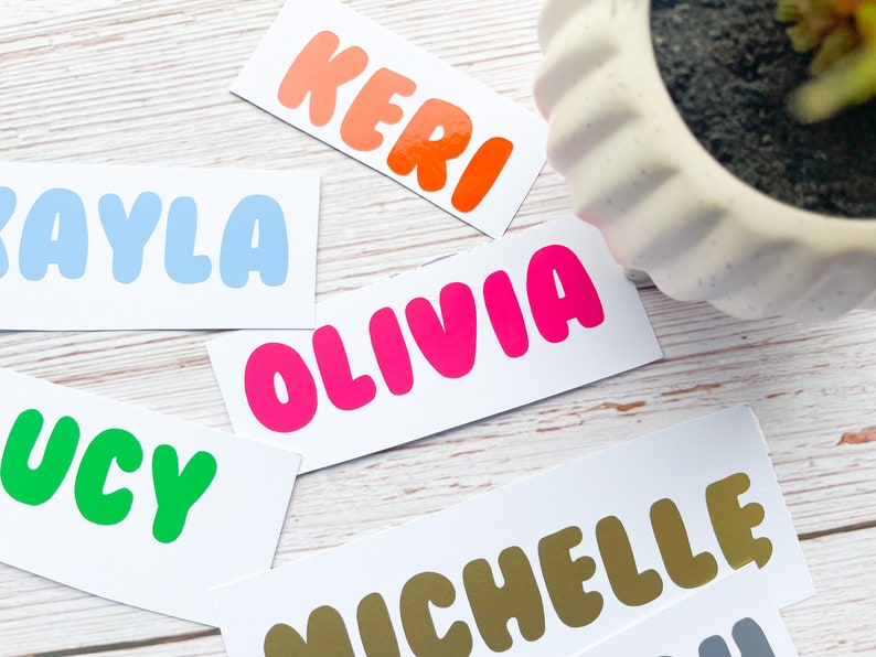 1,3,5,10 Personalised Name Sticker Decal Word Label Vinyl Decal Glass School Water Bottle Box Custom Names & Words Christmas Bauble Font B1 image 5