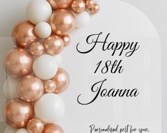 Personalised Birthday Vinyl Decal for Sail Board Backdrop Balloon Party Sticker [F23]