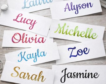 1,3,5,10 Personalised Name Sticker Decal Word Label Vinyl Decal Glass School Water Bottle Box Custom Names & Words Christmas Bauble Font FD