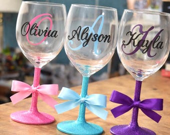 Personalised Name  Monogram Glitter Wine Gift Box Birthday Gifts 18th 21st 30th 40th 50th 60th  Wedding Hens Events ~30 Colours  F1