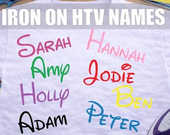 PERSONALISED HTV Iron Vinyl Labels| Iron On Names| Fabric Stickers| Custom HTV Decals| Iron on Vinyl| Fabric Transfers |Wedding Vinyl's