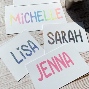Personalised Name stickers - For Lunch Boxes, Notebooks, Glass, Water Bottles Bridal Custom Name & Word Christmas Bauble Rainbow Font:4