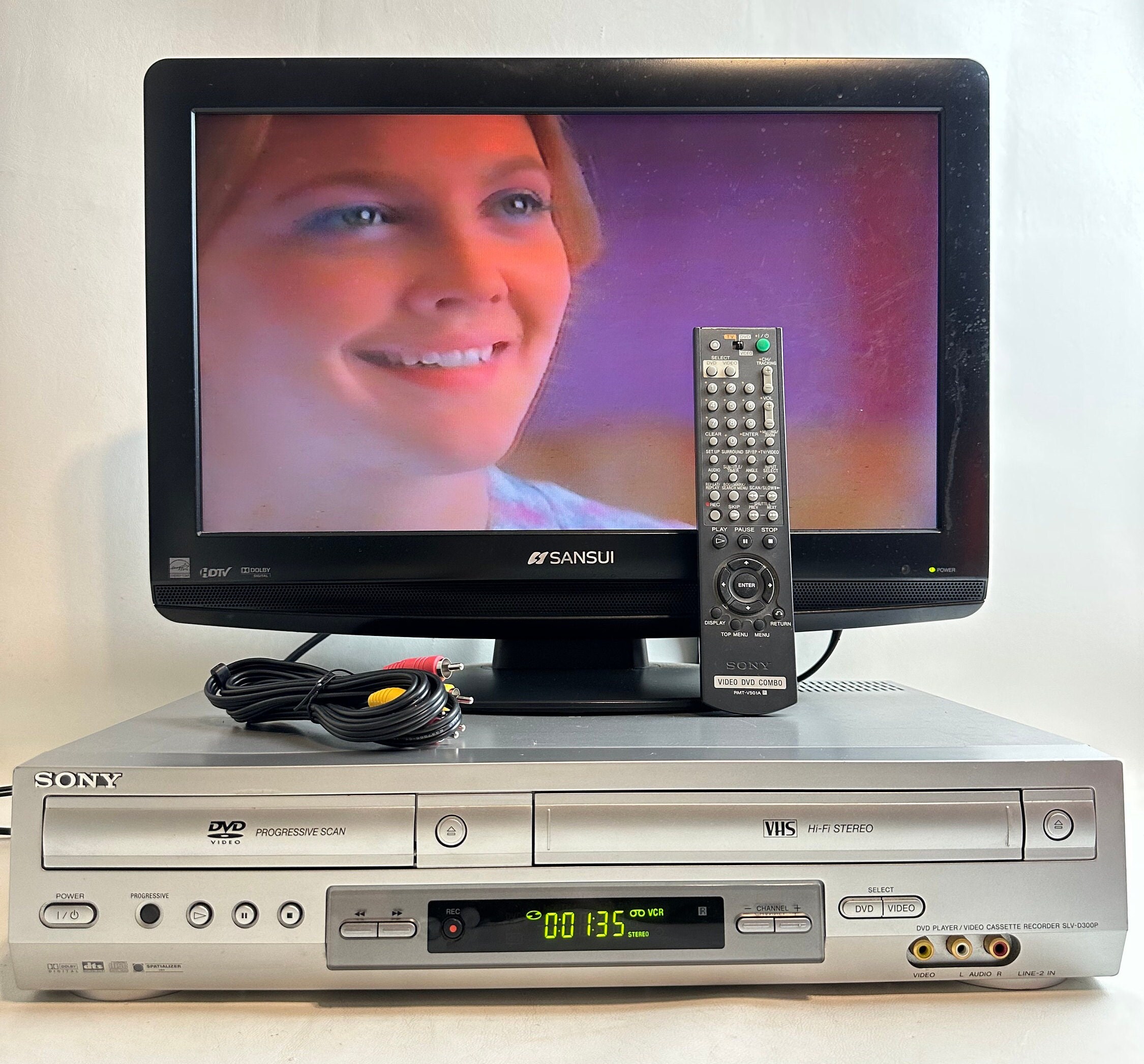 Sony DVD VCR Combo Player Remote & Cables SLV300P Etsy