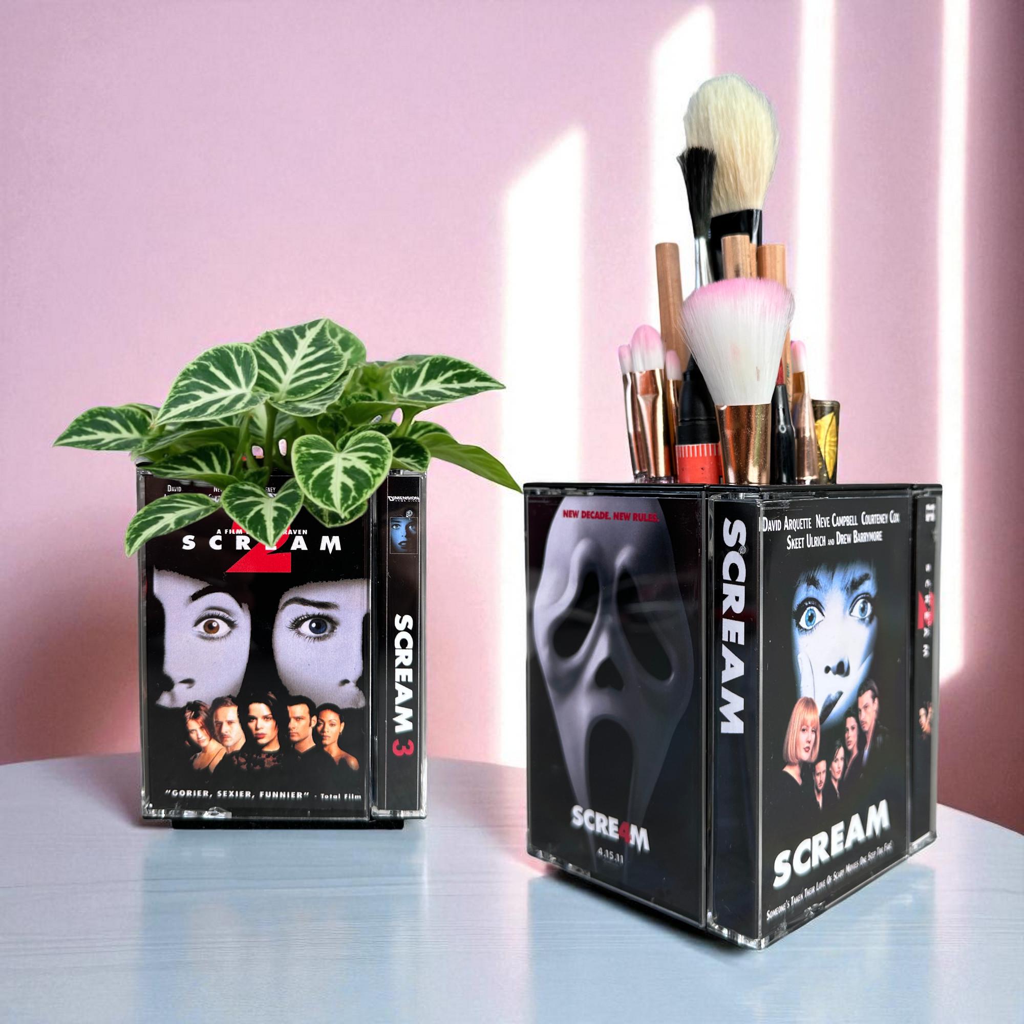 Vintage SCREAM Horror Movie Desk Organizer Pencil holder Makeup Brush Holder Plant Pot  horror movie decor