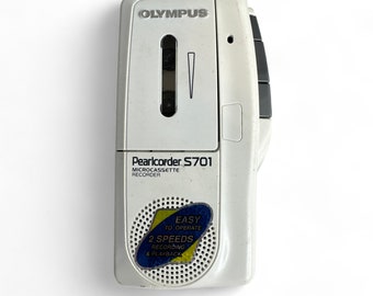 Olympus Pearlcorder S701 Microcassette Tape Voice Recorder Player White * Actually Tested