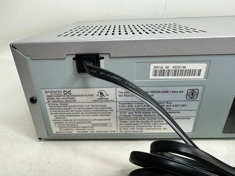 Daewoo DVD VCR Combo Player With Remote Cables Manual DV6T955B Etsy