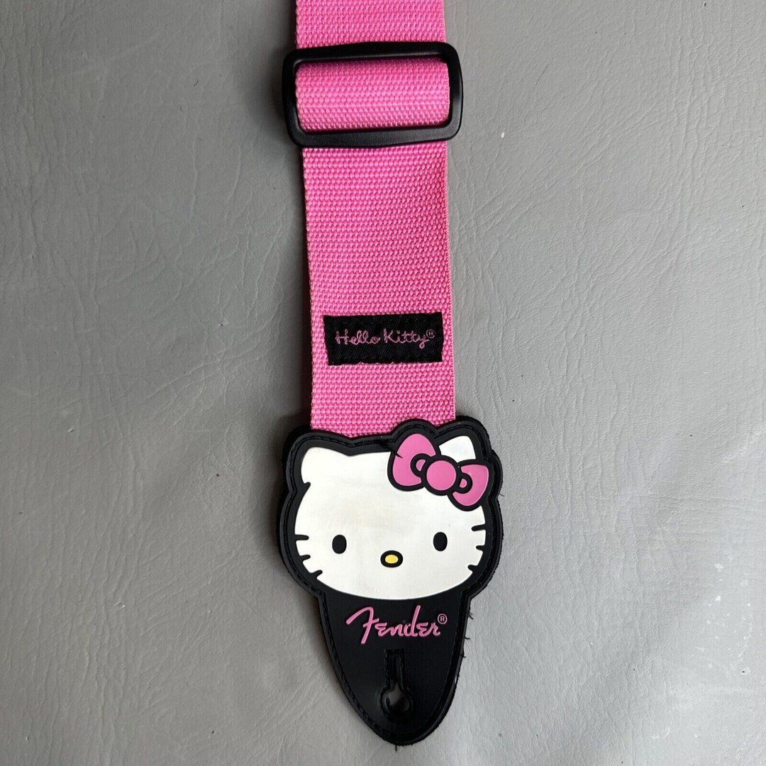 Fender HELLO Kitty Guitar Strap Sanrio 2005 Pink & Black Used Etsy