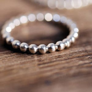 Silver Stacking Ring, Silver Bead Ring, Silver Bead Ball Ring, Sterling Silver, Silver Beaded Band, Thick Silver Dot Ring, Gifts For Her