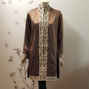 Bollywood style jacket/sherwani 100% brocade silk jacket with beading and hand embroidery for women-