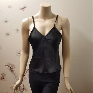 Spring sale 10% off- Black Real Silk/ natural silk satin Cami/ crop top/ camisole/ silk cami cut in bias-