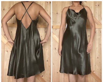 Real natural pure 100% silk satin crisscross strap slip dress/silk bias cut dress- made to order silk dress any color and size