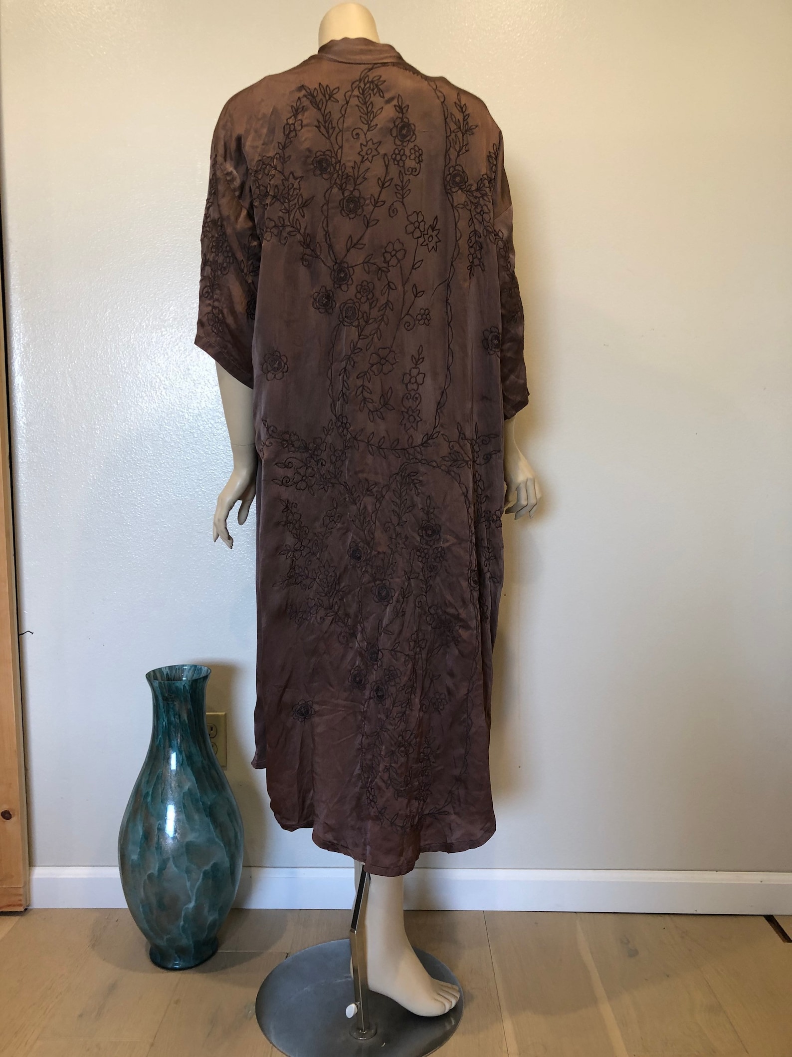 Vintage Kimono/ Chocolate Brown Real/natural/ Pure 100 Silk Etsy