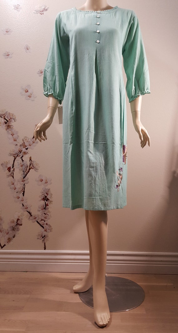 aqua linen dress