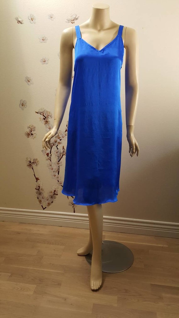 royal blue satin slip dress