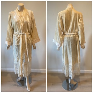 100% pure Silk Velvet and Chantilly lace hand made kimono, jacket, duster/ coat - made to order any color and size /Luxury clothing
