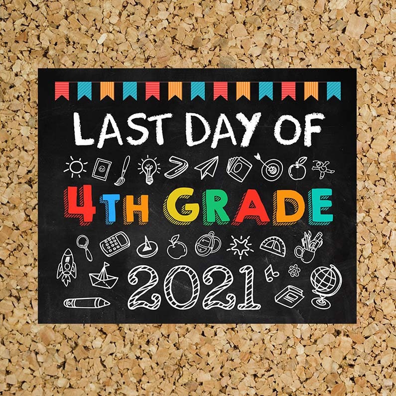Last Day of 4th Grade Last Day of Fourth Grade Chalkboard | Etsy