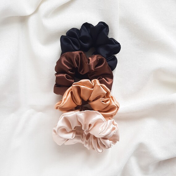 Satin Scrunchies, Neutral Silky Hair Tie, Handmade in USA - Etsy display picture 2