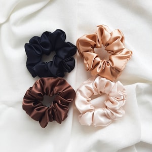Satin Neutral Scrunchies, silky satin scrunchies, soft scrunchies, handmade scrunchies