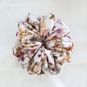 XL Scrunchie, floral satin scrunchies, soft satin oversized scrunchie, jumbo hair scrunchies
