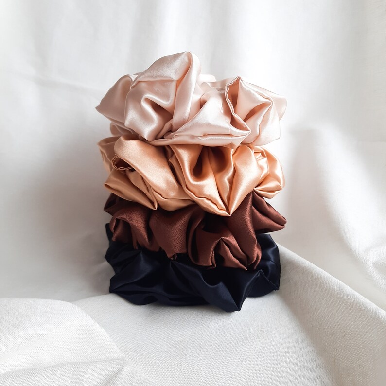 XL Satin Scrunchie, Neutral Color Large Scrunchies, Soft Satin ...