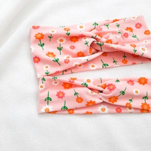 Mom and me headbands, headbands for girls, floral pink daisy headband, mommy and me gift set