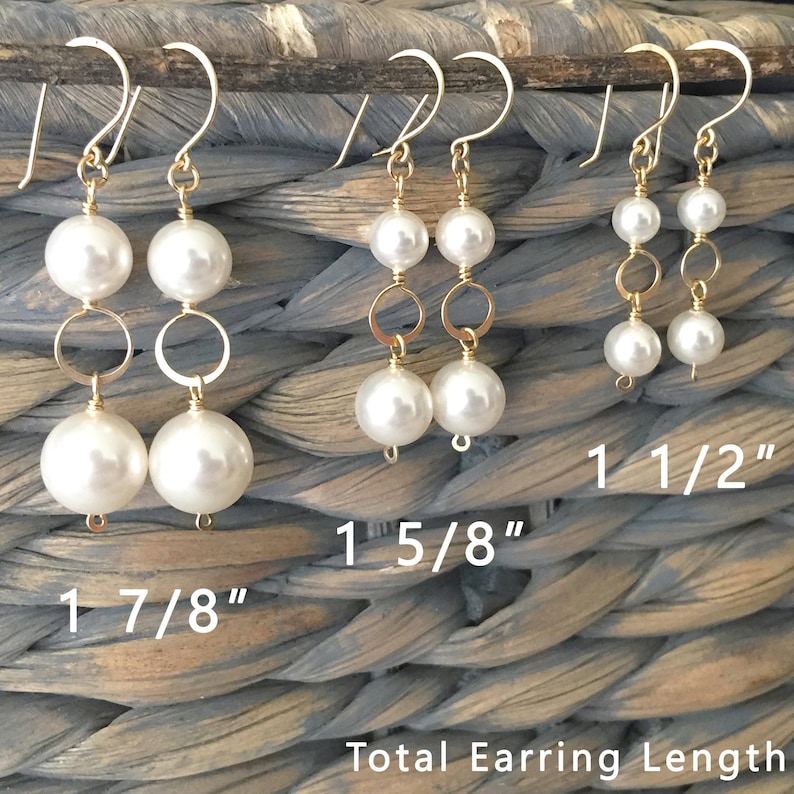 White Pearl Earrings Large Pure White Pearl Earrings Gold or Silver and Bright White Pearls