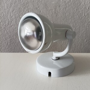 Small desk lamp vintage white metal Fase Spain wall sconce 1970s by renowned Spanish lamp maker