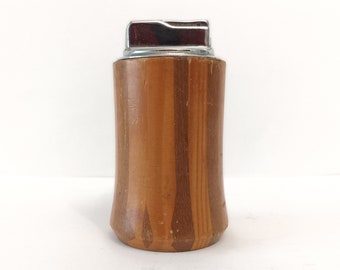 Flamagas Barcelona Wooden Table Lighter: 1970s MCM Tobacciana Decor