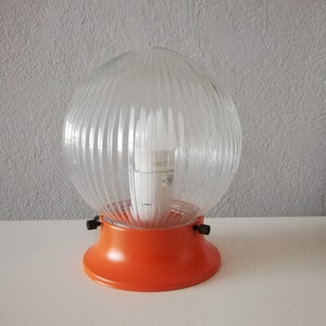 Vintage orange lamp from the 1990&#39;s with metal base and glass globe