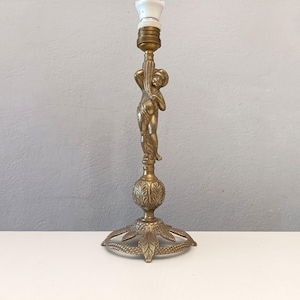 French Art nouveau ornate bronze table lamp with cherub figure circa 1930 antique bronze lamp with putti