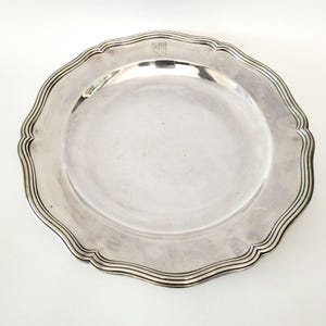 Christofle antique French silver plated serving plate with Forcade coat of arms circa 1870 collectors oval tray from France engraved tray