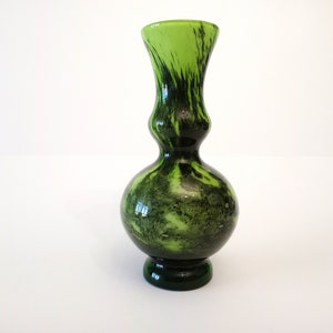 Vintage green black opaline vase made in Florence Italy by Vetreria Borgonovo circa 1960 mid century art glass vase