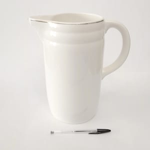 Large antique white jug circa 1910 wash pitcher made in Germany by Steinbergfabrik, Colditz,A.G. ironstone for collectors